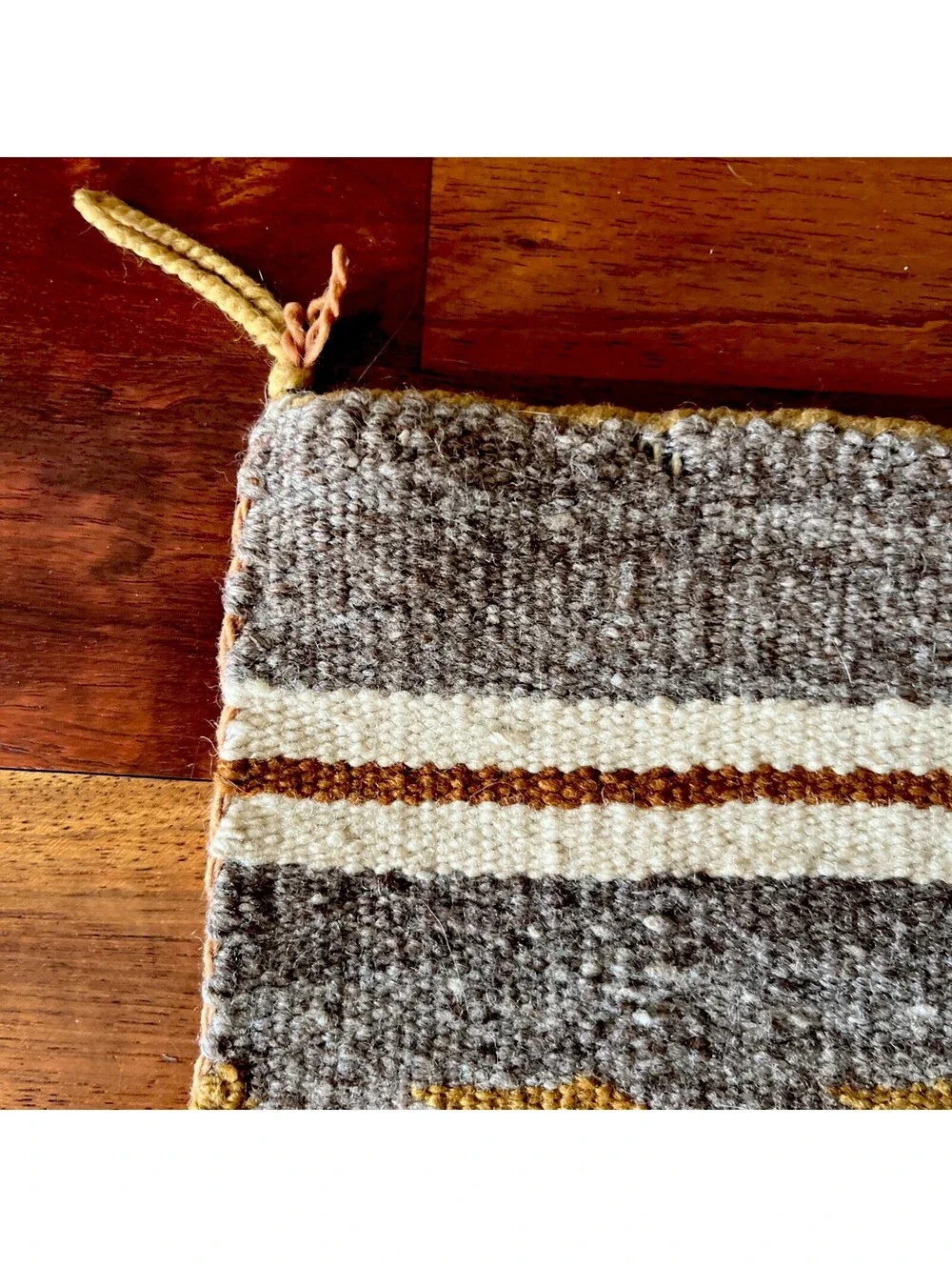 Vintage Navajo Rug Hand Woven Wool Chinle Wide Ruins Banded Textile Southwestern